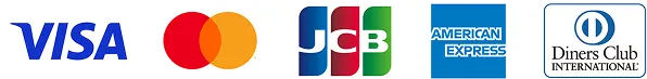 対応クレジットブランド、VISA、マスターカード、JCB、アメリカンエクスプレス、ダイナースクラブ